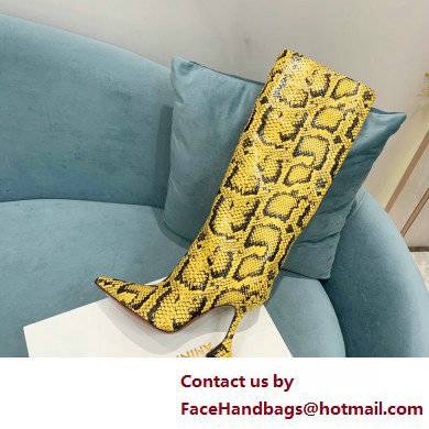 Amina Muaddi Heel 10.5cm Rain Leather boots python-print Yellow 2022 - Click Image to Close