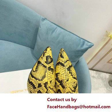 Amina Muaddi Heel 10.5cm Rain Leather boots python-print Yellow 2022 - Click Image to Close
