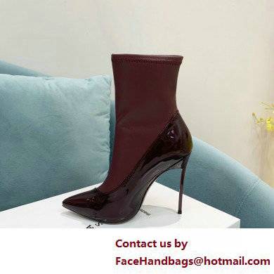 Casadei Heel 12cm Blade Leather ankle boots Patent Burgundy 2022 - Click Image to Close