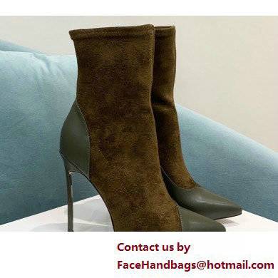 Casadei Heel 12cm Blade Leather ankle boots Suede Olive Green 2022 - Click Image to Close