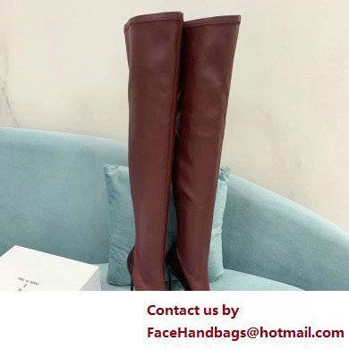 Casadei Heel 12cm Blade Leather over-the-knee boots Patent Burgundy 2022