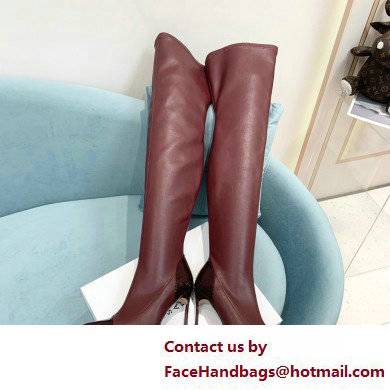 Casadei Heel 12cm Blade Leather over-the-knee boots Patent Burgundy 2022 - Click Image to Close