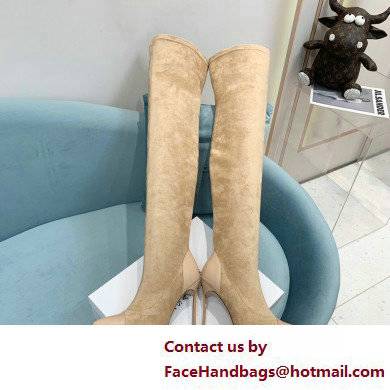 Casadei Heel 12cm Blade Leather over-the-knee boots Suede Beige 2022 - Click Image to Close