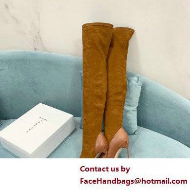 Casadei Heel 12cm Blade Leather over-the-knee boots Suede Brown 2022 - Click Image to Close