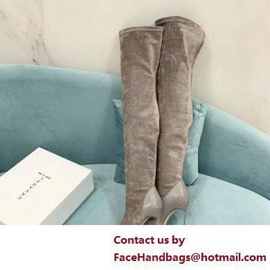 Casadei Heel 12cm Blade Leather over-the-knee boots Suede Gray 2022