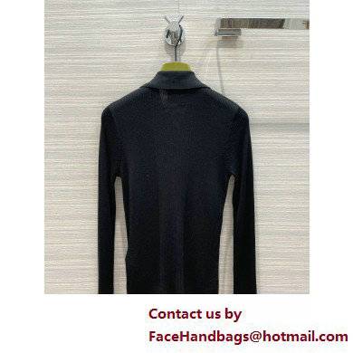GUCCI Extra fine viscose polo knit BLACK 2022 - Click Image to Close