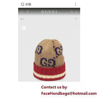 GUCCI GG KNIT HAT RED/BEIGE 2022 - Click Image to Close