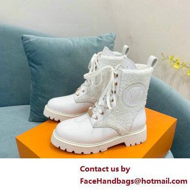 Louis Vuitton Calf leather and wool Territory Flat Ranger Ankle Boots White 2022 - Click Image to Close