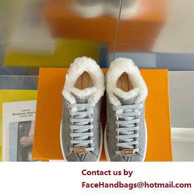 Louis Vuitton Monogram-embossed suede calf leather and shearling Time Out Sneakers Gray 2022