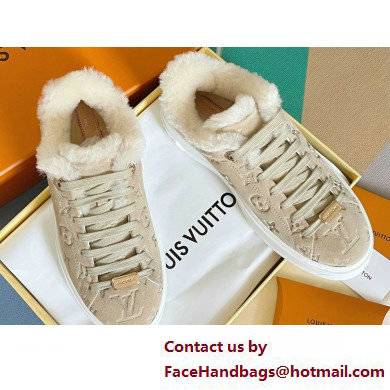 Louis Vuitton Monogram-embossed suede calf leather and shearling Time Out Sneakers Nude 2022