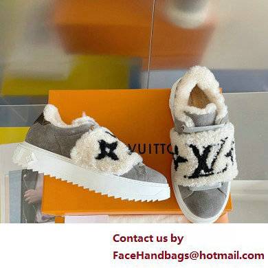 Louis Vuitton Suede calf leather and shearling Time Out Sneakers Gray 2022