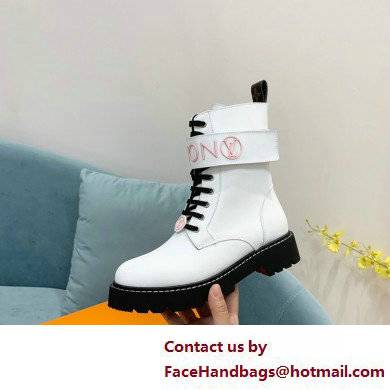 Louis Vuitton Territory Flat Ranger Ankle Boots White with LV Circle and Vuitton signatures on the strap 2022
