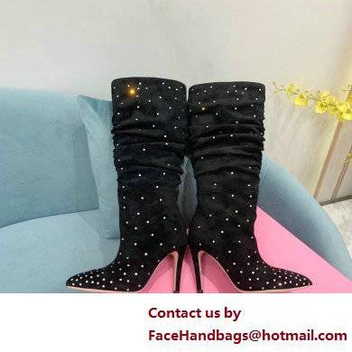 Paris Texas Heel 9cm Holly embellished suede boots Black 2022 - Click Image to Close