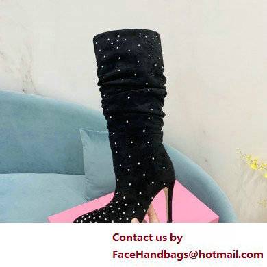 Paris Texas Heel 9cm Holly embellished suede boots Black 2022 - Click Image to Close