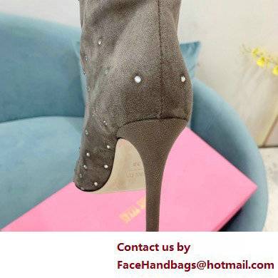 Paris Texas Heel 9cm Holly embellished suede boots Gray 2022