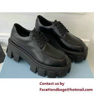 Prada Brushed leather Monolith lace-up loafers 1E708L Black - Click Image to Close