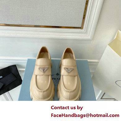 Prada Brushed leather Monolith loafers 1D649M Beige - Click Image to Close