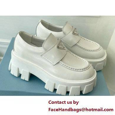 Prada Brushed leather Monolith loafers 1D649M White - Click Image to Close