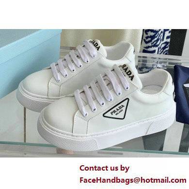 Prada Calfskin White Sneakers 09 2022 - Click Image to Close