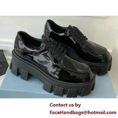 Prada Patent leather Monolith lace-up loafers 1E708L Black - Click Image to Close