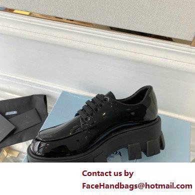 Prada Patent leather Monolith lace-up loafers 1E708L Black - Click Image to Close
