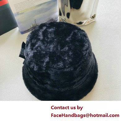 Prada Re-Nylon and Fur Bucket Hat Black