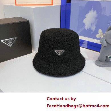 Prada Shearling Bucket Hat Black - Click Image to Close