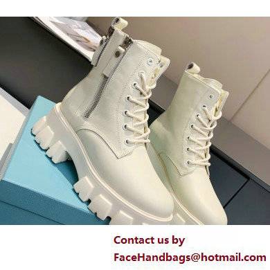 Prada Shearling Lining leather lace-up Ankle boots White 2022 - Click Image to Close