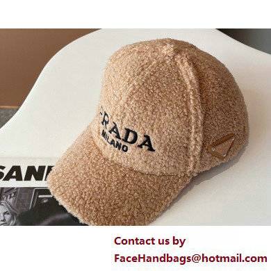 Prada Shearling baseball Hat/cap Beige - Click Image to Close