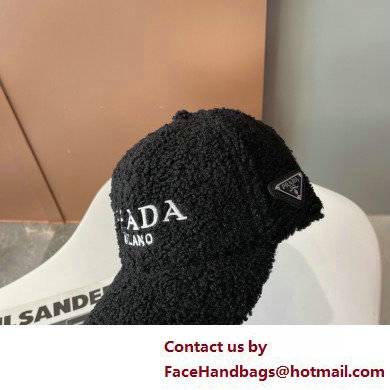 Prada Shearling baseball Hat/cap Black - Click Image to Close