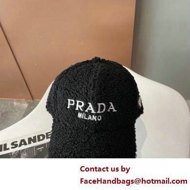 Prada Shearling baseball Hat/cap Black - Click Image to Close