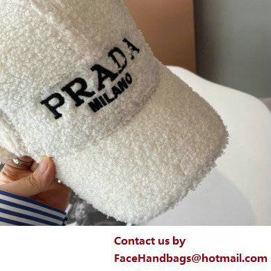 Prada Shearling baseball Hat/cap White - Click Image to Close