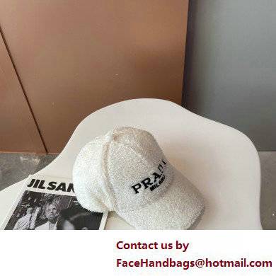 Prada Shearling baseball Hat/cap White
