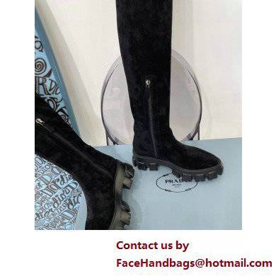 Prada Suede leather High boots Black 2022 - Click Image to Close