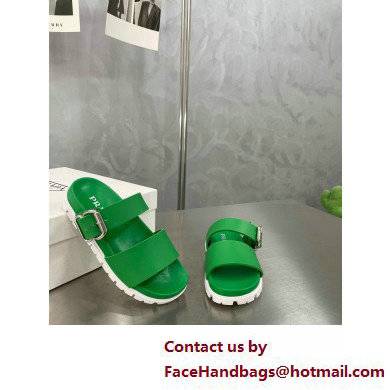 Prada metal buckle Rubber Open Toe Sandals Green 2022 - Click Image to Close