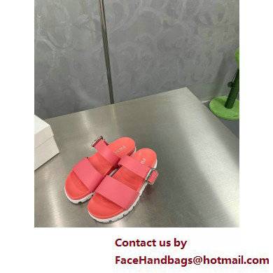 Prada metal buckle Rubber Open Toe Sandals Pink 2022