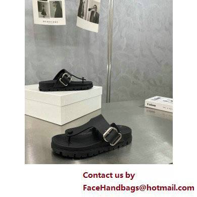 Prada metal buckle Rubber flip-flops Sandals Black 2022 - Click Image to Close