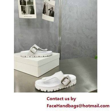 Prada metal buckle Rubber flip-flops Sandals White 2022 - Click Image to Close