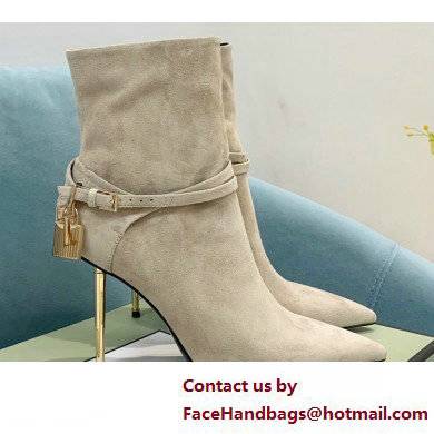 Tom Ford Heel 10.5cm LEATHER PADLOCK ANKLE boots Suede Beige 2022