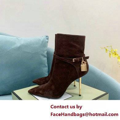 Tom Ford Heel 10.5cm LEATHER PADLOCK ANKLE boots Suede Coffee 2022 - Click Image to Close
