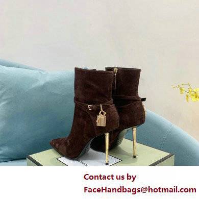 Tom Ford Heel 10.5cm LEATHER PADLOCK ANKLE boots Suede Coffee 2022 - Click Image to Close