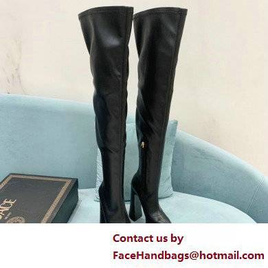 Versace Heel 15cm Platform 5.5cm Leather Knee-high boots Black 2022