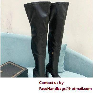 Versace Heel 15cm Platform 5.5cm Leather Knee-high boots Black 2022 - Click Image to Close