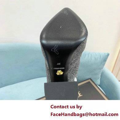 Versace Heel 15cm Platform 5.5cm Leather Knee-high boots Glitter Silver 2022