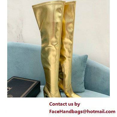 Versace Heel 15cm Platform 5.5cm Leather Knee-high boots Gold 2022
