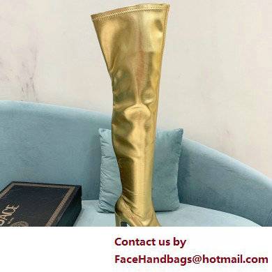Versace Heel 15cm Platform 5.5cm Leather Knee-high boots Gold 2022