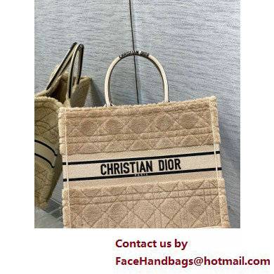 dior Beige Cannage Shearling Large Book Tote