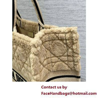 dior Beige Cannage Shearling Large Book Tote - Click Image to Close