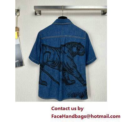 dior Blue Lightweight Cotton Denim with Macro Toile de Jouy Motif blouse 2022