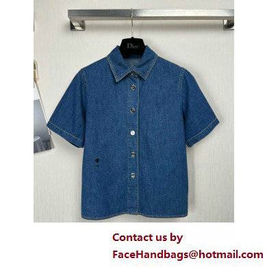 dior Blue Lightweight Cotton Denim with Macro Toile de Jouy Motif blouse 2022 - Click Image to Close